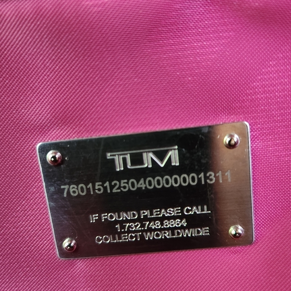 Tumi Signature Monogram laptop tablet tote bag maroon pink lining - Picture 6 of 16
